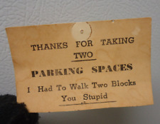 funny parking notice sign paper card vintage,vulgar language humor picture