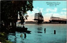 Quincy Illinois Mississippi River Railway Bridge  Vintage Postcard  picture