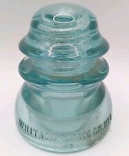 Vintage WHITALL TATUM CO. No.1 Aqua Green Glass Telephone Wire Insulator U.S.A. picture