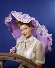 Rita Hayworth Beautiful Vivid Color Glamour Pose purple umbrella 8x10 Photo picture