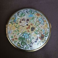 Vintage Volupte Round Powder Compact w/ Mirror - Floral Design - 4in Diameter picture