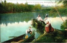 EARLY 1900'S. BOATING ON MAGOG RIVER. SHERBROOKE, QUEBEC. POSTCARD r8 picture