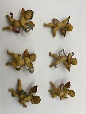 6 Vintage Made In Italy Angels Cherubs W/Musical Instruments Ornaments Decor 2” picture