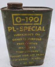 Vintage 1959 Militaria 0-190 PL-SPECIAL Lubricating Oil Lube Oil  picture