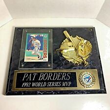 Pat Borders World Series MVP Toronto Blu Jays Fleer 1992 Wooden Wall Plaque 10x8 picture