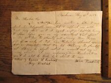 Antique Vintage Ephemera 1853 Letter from MA Sea Captain John Kendrick picture