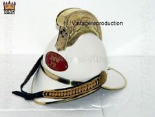 Firefighter NSW FB White Brass Finish Fireman Helmet Collectibles  picture