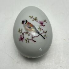 VTG Chamart France Porcelain Hand Painted Bird Trinket Egg Gold Tone Rim picture