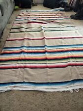 Vintage Serape Saltillo Mexican Colorful Wool Blanket 48” x 84” picture