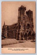Vintage Postcard REIMS. - La Cathédrale après la guerre picture