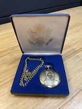 Vintage Nicolet Gold Tone Ronald Reagan Pocket Watch 40th President KG JD picture