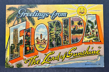 Postcard Large Letter Greetings From Florida Curt Teich 1956 Postmark picture