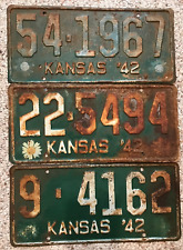 Lot of 3 1942 Kansas License Plates picture