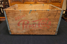 Vintage Drink Pepsi-Cola Advertising Wooden Wood Crate 24 Bottles ~ 11.5 x 18.5