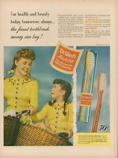 1944 Dental Hygiene Dr Wests Toothbrush 40s Vintage Print Ad Dentist Teeth Glass picture