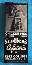 Matchbook Cover Scotten’s Cafeteria Indianapolis Indiana picture