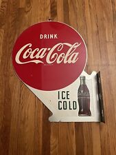 Vintage 1955 Drink Coca-Cola Metal Flange Sign NOS and Never Been Hung Up. picture