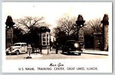 Postcard RPPC Main Gate - US Naval Training Center - Great Lakes Illinois picture