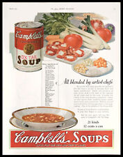 1923 CAMPBELL'S OX TAIL SOUP Food Kitchen Decor Lrg Orig Vtg PRINT AD picture