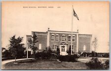 Whitman Massachusetts 1940s Postcard High School Building Flag picture