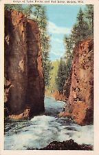 Mellen WI Wisconsin Gorge of Tyler Forks & Bad River Vtg Postcard A9 picture