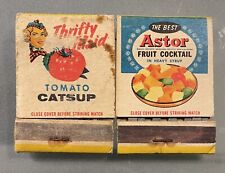 (2) Vintage Astor Coffee Matchbook Thrifty Maid + Fruit Cocktail - Advertising picture