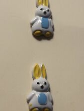 Vtg JHB Buttons Super Sweet Bunny Bunnies Blue White Novelty NOS 93175 Easter picture