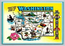 Greetings From The State Of Washington Map Of Attractions Unposted Postcard picture