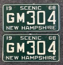 1968 New Hampshire License Plate Pair GM 304 NH 68 Set YOM Bow Tie Chevy Grafton picture