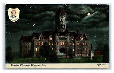Postcard Capitol Olympia, Washington at night moonlight stars L52 picture