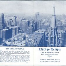c1940s Chicago Temple Methodist Church Advertising Brochure Skyline Goff Vtg 7R picture