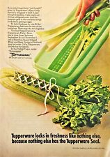 Tupperware Locks In Freshness Green Celery Keeper Vintage 1970 Print Ad 7 3/4x11 picture