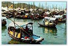 1986 Floating People Typhoon Shelter Boat Transportation Hong Kong HK Postcard picture