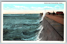 Texas Sea Galveston Rough Island Concrete Stone c1930s White Border Postcard picture