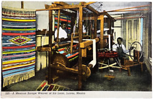 Ciudad Juarez, Mexico Postcard A Mexican Zarape Weaver at His Loom Linen picture