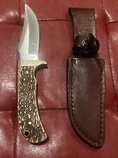 Schrade Knife With Bone Handle 5@ Blade LEATHER Sheath Belt Loop EUC picture