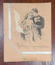 Vintage 1938 Wedding Congratulations Greeting Card ~ Real Ribbon, Embossed picture