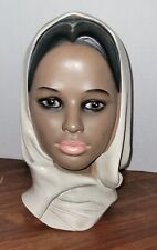 Vintage MCM Marwal Chalkware Women Head Bust Scarf Wrap Beautiful Girl picture