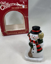 Old Tyme Christmas Ceramic Incense Burner Snowman 1989 Vintage. picture