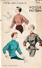 Vogue Pattern 7176 c1950 Misses Dolman Sleeved Top, Size 14 picture
