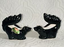 Vintage Rosemeade SKUNK Salt and Pepper Shakers Black & White W/Tag MINT picture