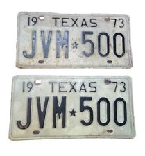 Vintage Antique Pair 1973 Texas license plates JVM-500 picture