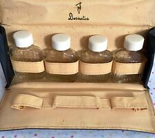 Vintage 1940's Dermetics Inc. 4 Complexion Lotion Bottles In Leather Travel Case picture