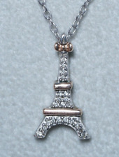 Disney Treasures Aristocats Diamond Necklace 1/20ct 10K Rose Gold Eiffel Tower picture
