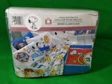 Rare New Vintage Peanuts Snoopy Woodstock Alarm Clock 4-peice Full Bed Sheet Set picture