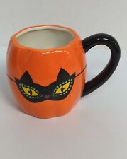 Halloween Graphic Black Cat Eeek  Orange Black Ceramic Lg Mug picture