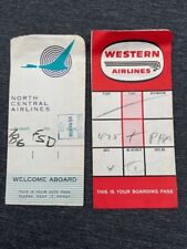 Vintage North Central & Western Air Lines Boarding Passes 1964 picture