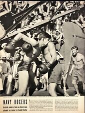 1943 Navy Boxers Take on British Sailors aboard Cruiser Magazine Print Article picture