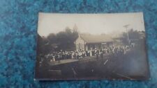 1921 RPPC REAL PHOTO POSTCARD RAILROAD STATION TOWN GATHERING picture
