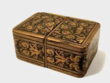 Antique Marquetry Inlaid Wood Playing Card Case Box Micro mosaic Sorrento Ware picture